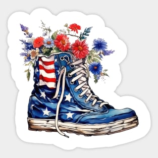 Patriot Shoe with Flowers Sticker